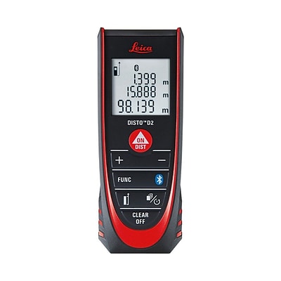 Leica DISTO D2 New 330 ft Laser Distance Measure with Bluetooth 4.0, Black/Red (LEI838725)