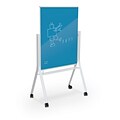 MooreCo Visionary Curve Glass Mobile Dry-Erase Whiteboard, Metal Frame, 4 x 3 (74957-BLUE)