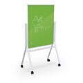 Best-Rite Visionary Curve Colored Glass Whiteboard Easel White Frame Green Glass 47.24H x 35.43H Surface (74957-Green)
