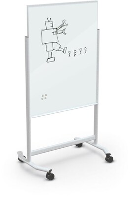 Best-Rite Visionary Move Colors Double Sided Whiteboard Easel White Frame White Glass 47.24H x 35.43H Surface (74965-White)