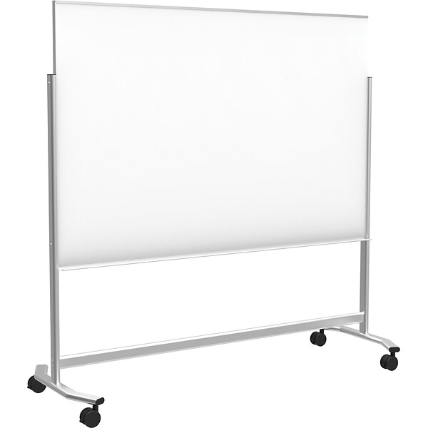 Best-Rite Visionary Move Colors Double Sided Whiteboard Easel White Frame White Glass  47.24H x 70.87W Surface (74973-White)
