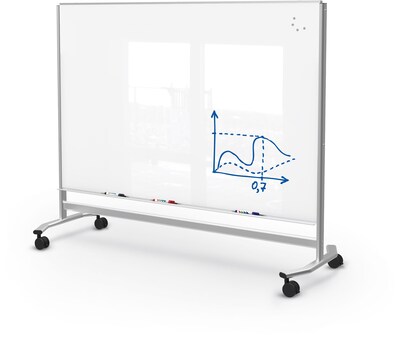 Best-Rite Visionary Move Colors Double Sided Whiteboard Easel White Frame White Glass  47.24H x 70.