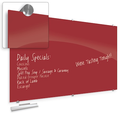 Best-Rite Visionary Colors Magnetic Glass Dry Erase Whiteboard 47.24 x 94.49 Red (83846-Red)