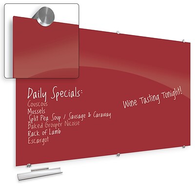 Best-Rite Visionary Colors Magnetic Glass Dry Erase Whiteboard 47.24 x 94.49 Red (83846-Red)