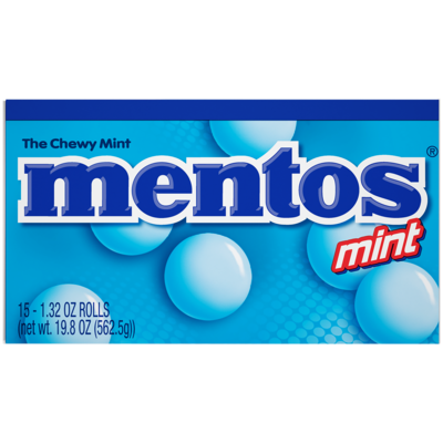 Mentos Chewy Mint Tablets, 15 Packs/Box (4180)