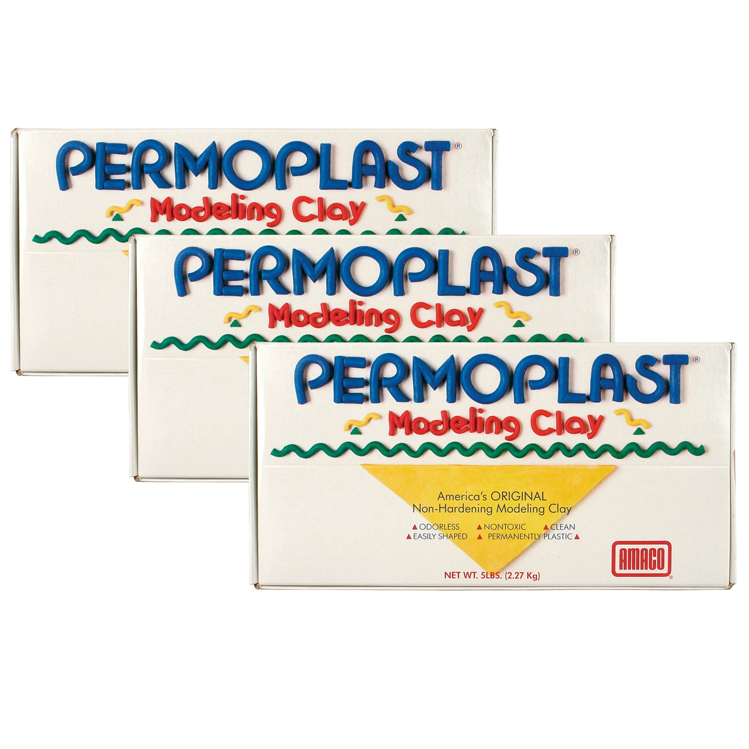 AMACO Permoplast Modeling Clay, Green, 1 lb. Per Box, 3 Boxes (AMA90054E-3)
