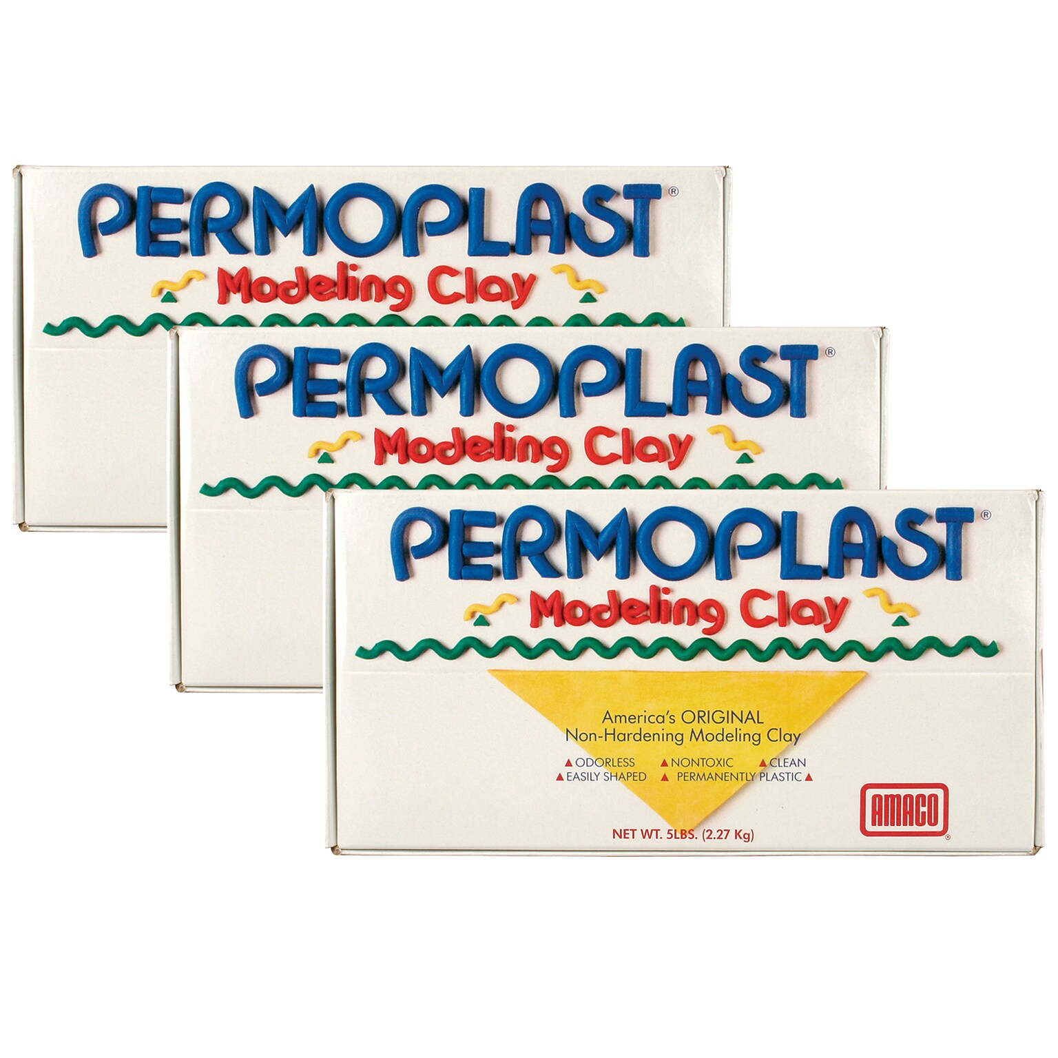 AMACO Permoplast Modeling Clay, Cream, 1 lb. Per Box, 3 Boxes (AMA90058J-3)