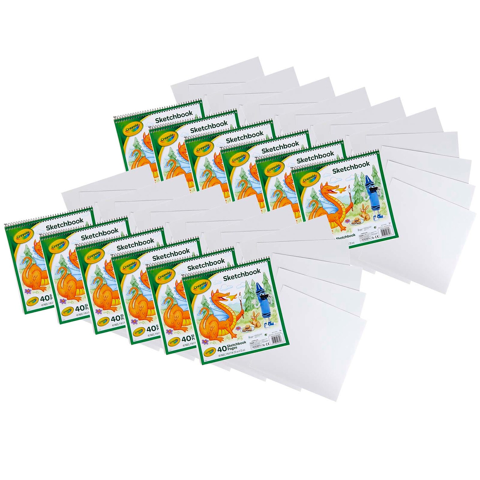 Crayola 9 x 9 Wire Bound Sketch Pad, 40 Sheets/Pad, 12/Bundle (BIN993404-12)