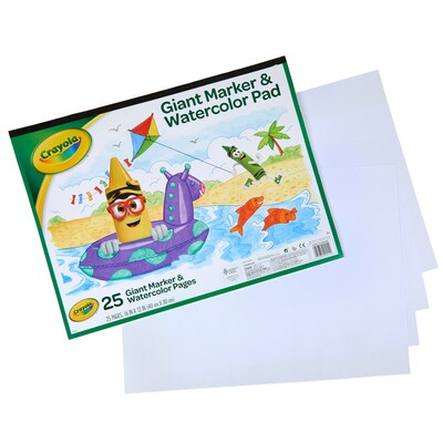 Crayola® Giant Marker & Watercolor Pad, 12 x 16, White, 25 Pages Per Pack, Pack of 6 (BIN993411-6)