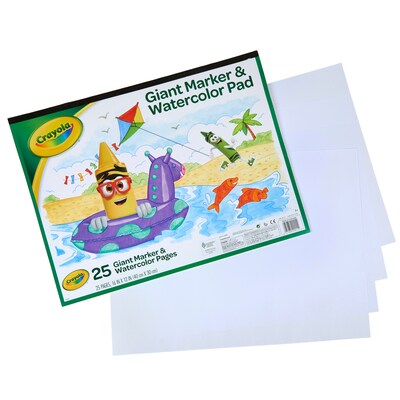 Crayola® Giant Marker & Watercolor Pad, 12" x 16", White, 25 Pages Per Pack, Pack of 6 (BIN993411-6)