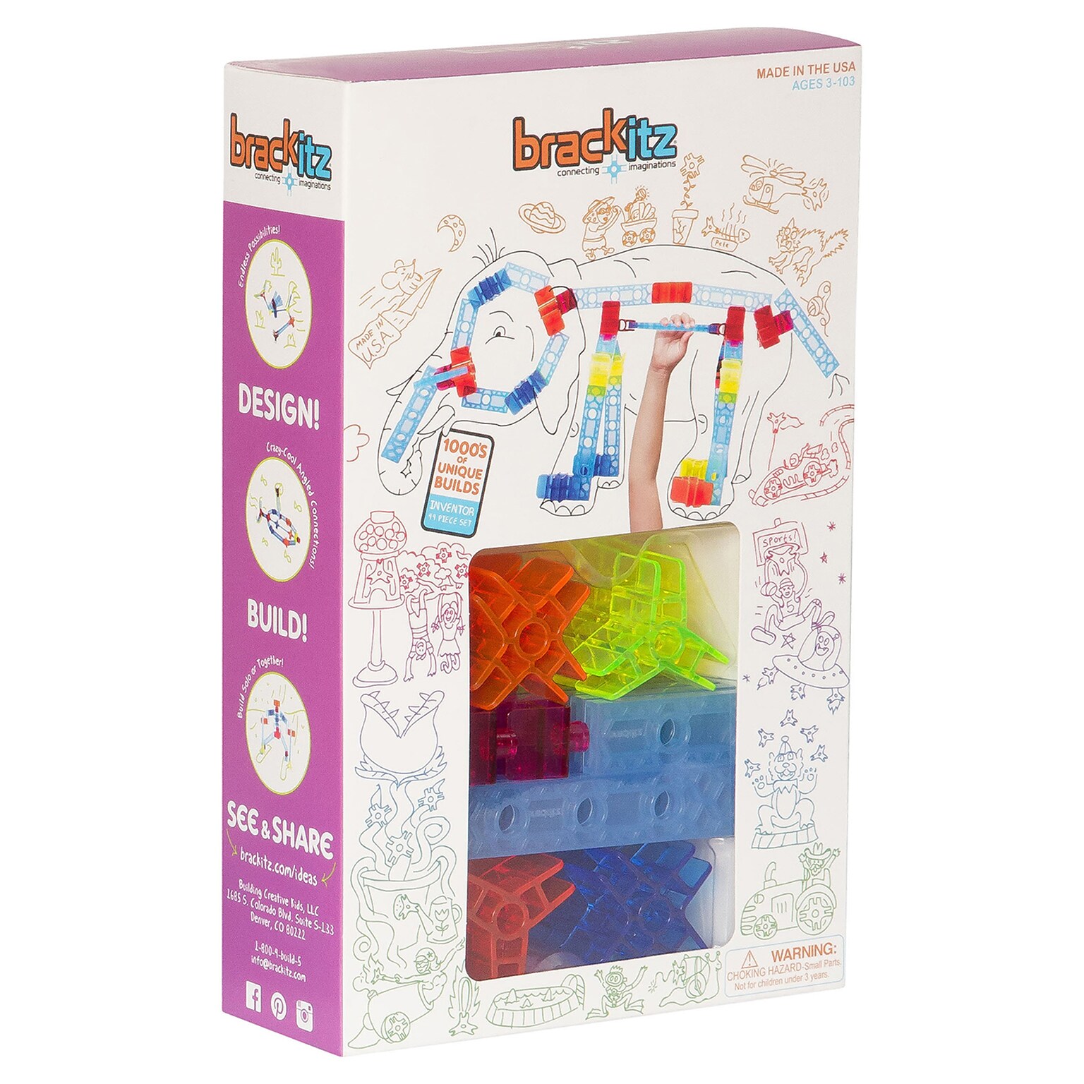 Brackitz Inventor Building Toy Set, 44 Pieces (BKZBZ82111)