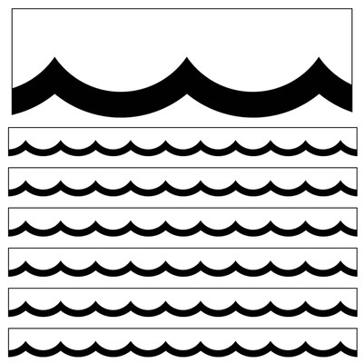 Schoolgirl Style 36 x 2.25 Scalloped Border, Simply Stylish Black/White Wavy Line, 39 Feet/Pack, 6