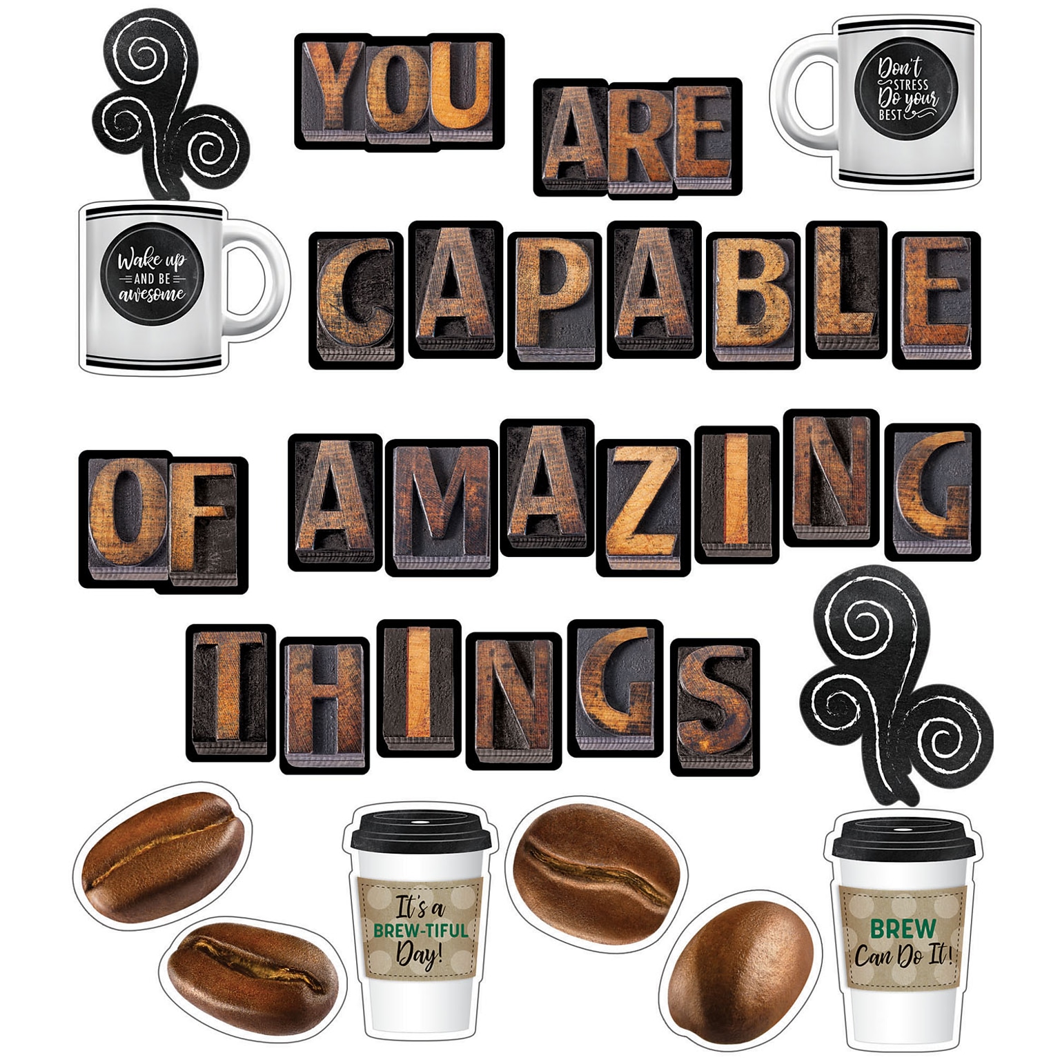 Schoolgirl Style™ Industrial Cafe Bulletin Board Set You Are Capable of Amazing Things, 44 Pieces (CD-110481)