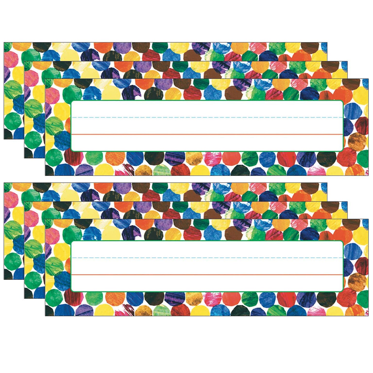 Carson Dellosa Education Eric Carle Dots Desk Nameplates, 9.5 x 2.88, 36 Per Pack, 6 Packs (CD-122026-6)