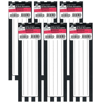 Schoolgirl Style Simply Stylish Black & White Stripe Nameplates, 9.5" x 2.88", 36 Per Pack, 6 Packs (CD-122040-6)