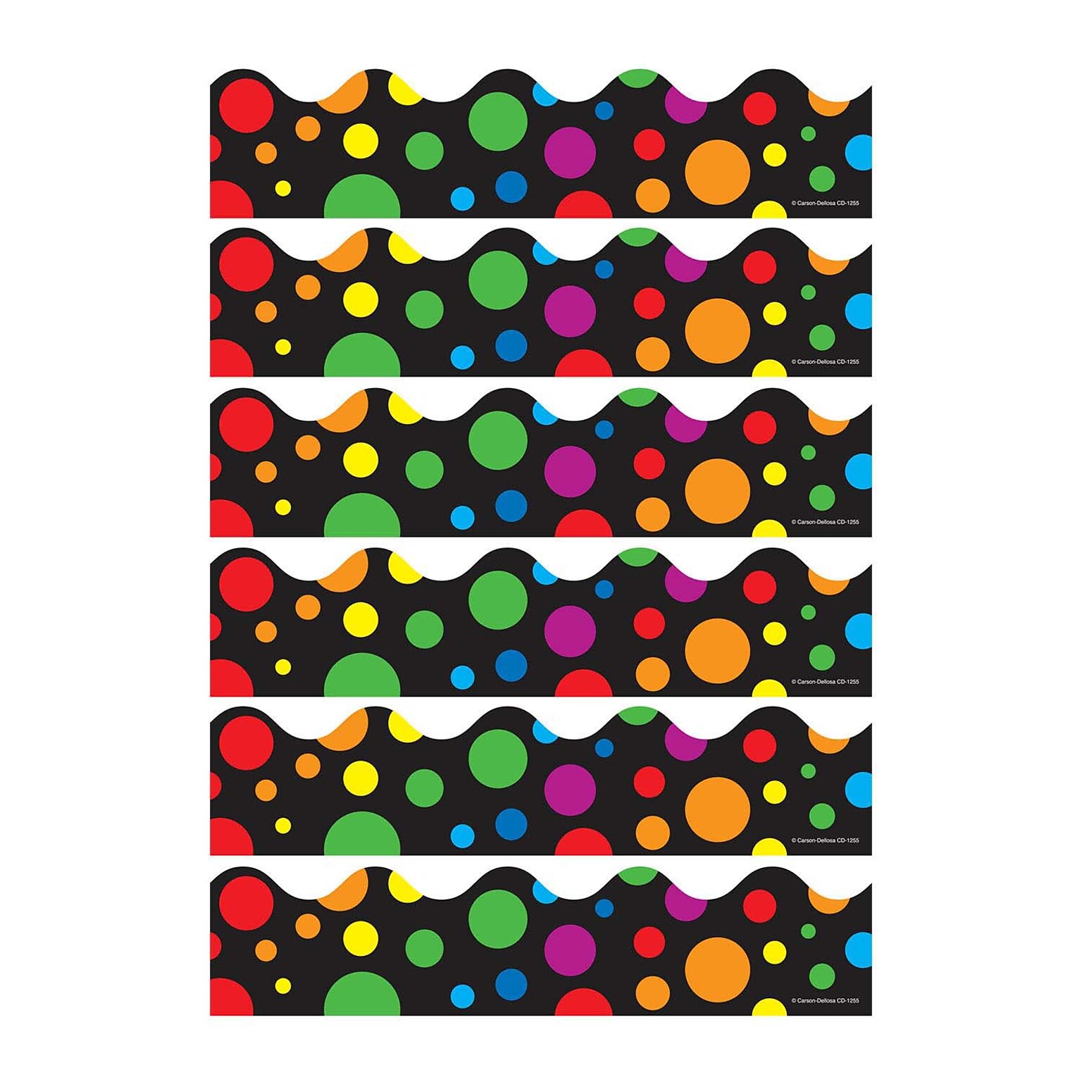 Carson Dellosa Education Big Rainbow Dots Scalloped Border, 39 Feet/Pack, 6 Packs (CD-1255-6)