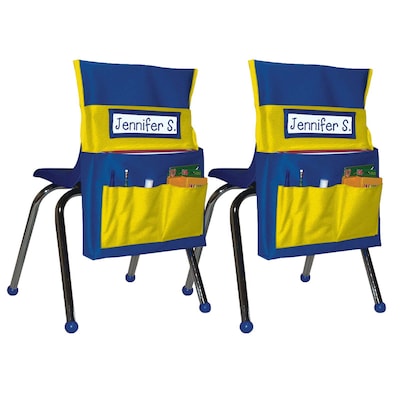 Carson Dellosa Education Chairback Buddy Pocket Chart, Blue/Yellow, 2/Pack (CD-158036-2)