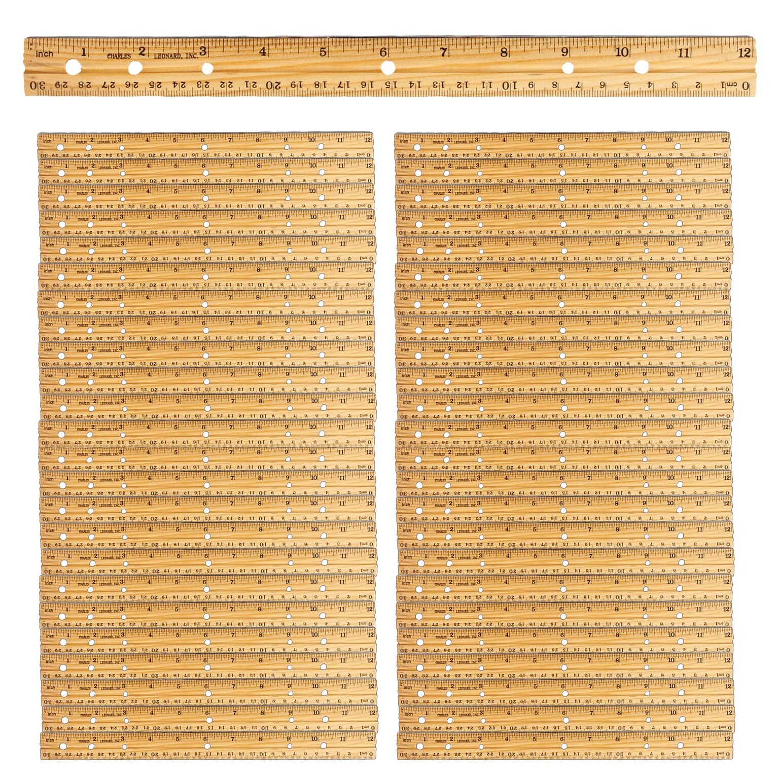 Charles Leonard Economy 12 Wood Ruler, 48/Bundle (CHL77120-48)