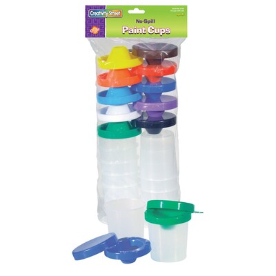 Creativity Street No-Spill Round Paint Cups with Colored Lids, 3" Dia., 10 Per Pack, 2 Packs (CK-5100-2)