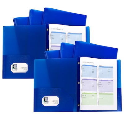 C-Line Heavy Duty 2-Pocket Portfolio Folder with Fasteners, Blue, 10/Pack, 2 Packs/Bundle (CLI32965-