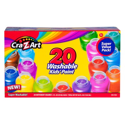 Cra-Z-Art Washable Kids Poster Paint, Assorted Colors, 2 fl. Oz. Each, 20/Pack (CZA106456)