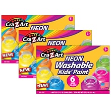 Cra-Z-Art Neon Washable Kids Paint, Assorted Colors, 2 fl. Oz., 6/Set, 3 Sets (CZA106466-3)