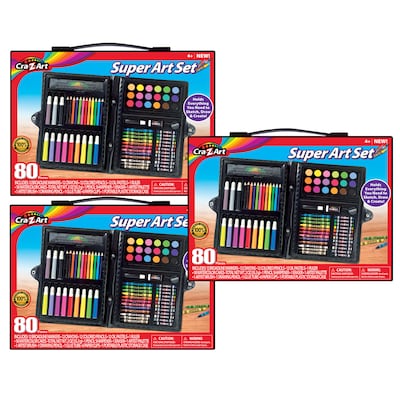 Cra-Z-Art Super Art Set, Grade PK+, 80 Pieces/Set, 3 Sets (CZA110076-3)