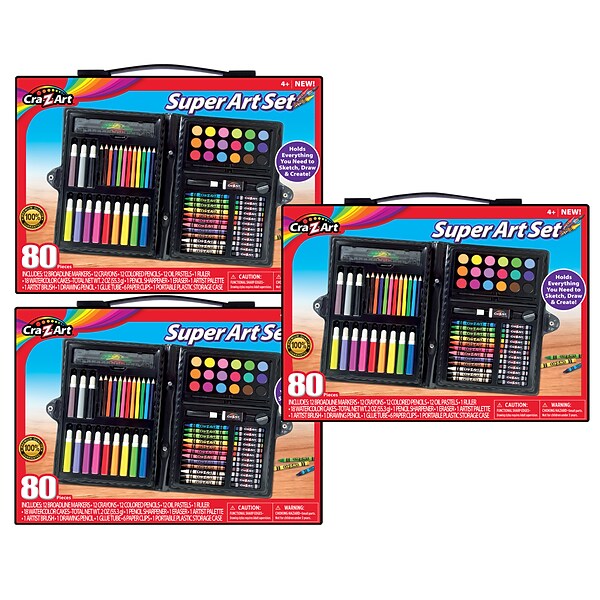 Cra-Z-Art Super Art Set, Grade PK+, 80 Pieces/Set, 3 Sets