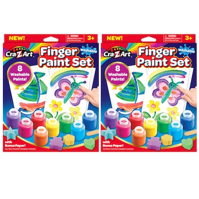 Cra-Z-Art Washable Finger Paint Set, 8 Colors Per Set, 2 Sets (CZA124064-2)