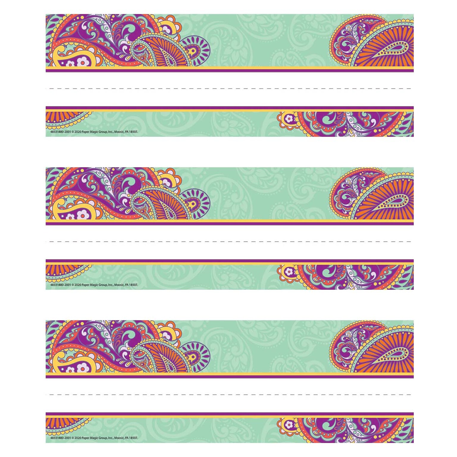 Eureka Positively Paisley Self-Adhesive Name Plates, 9.63 x 3.25, 36 Per Pack, 6 Packs (EU-833188-3)