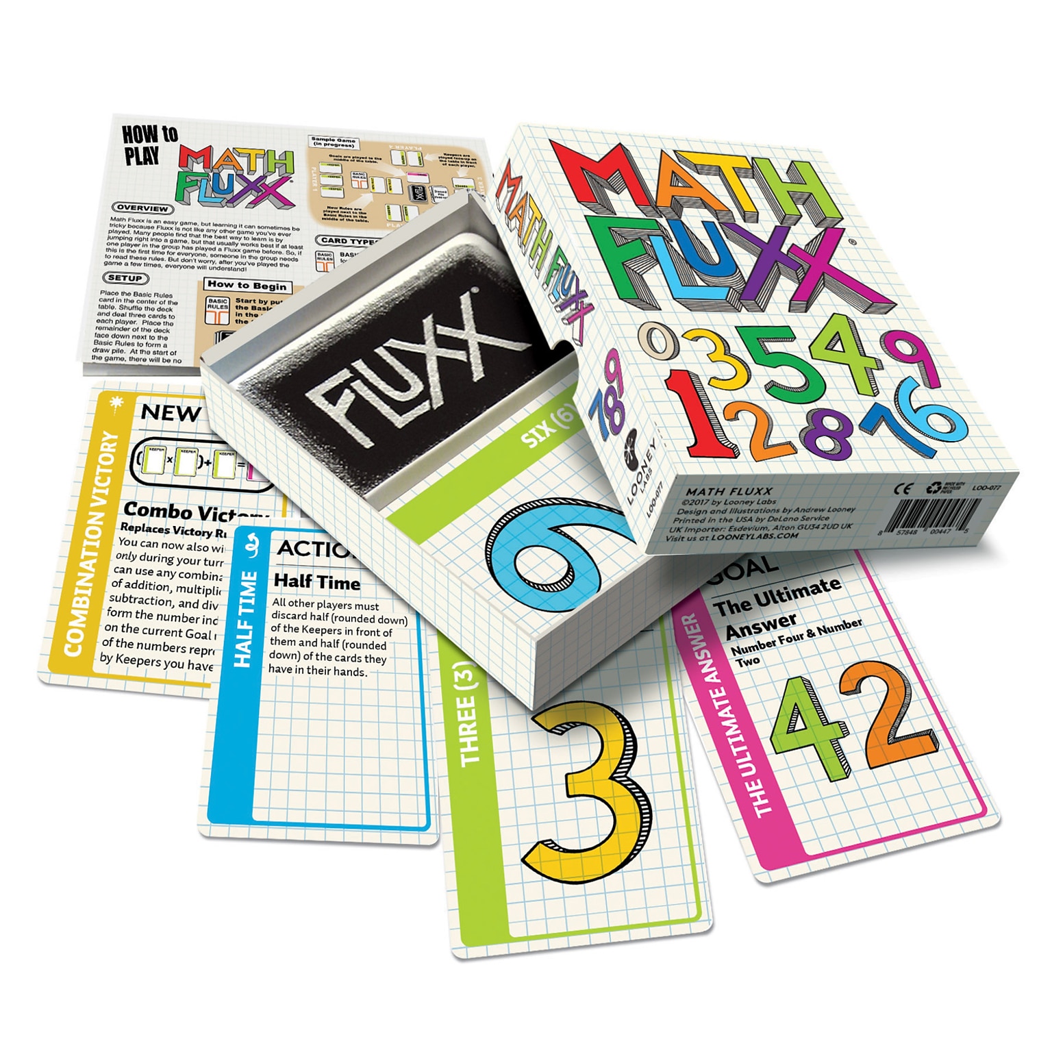 Looney Labs Math Fluxx Card Game, STEM, Grade 3+ (LLB077)