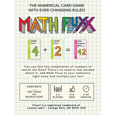 Looney Labs Math Fluxx Card Game, STEM, Grade 3+ (LLB077)