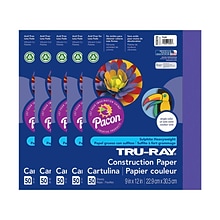 Tru-Ray 9 x 12 Construction Paper, Purple, 50 Sheets/Pack, 5 Packs/Bundle (PAC103019-5)