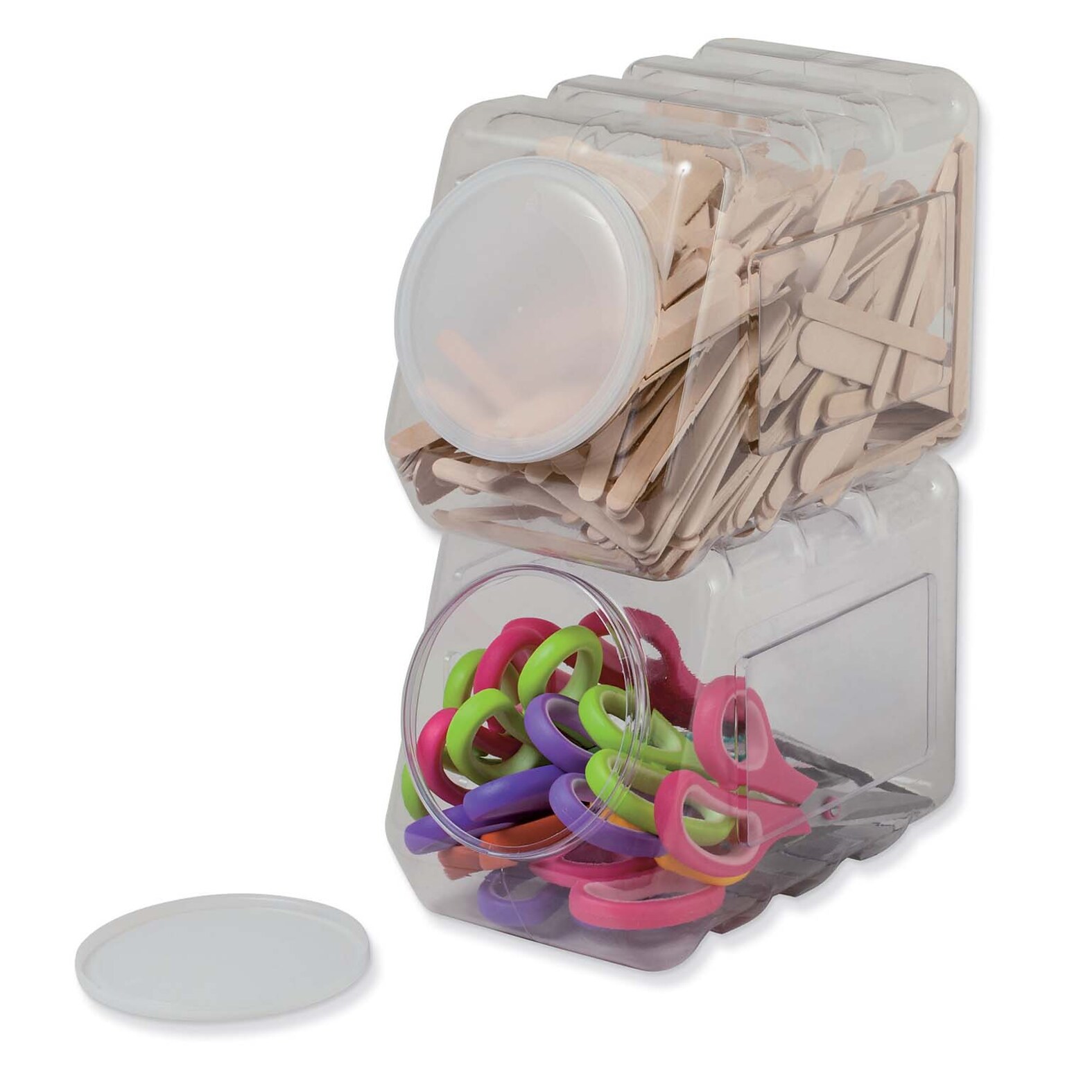 Pacon Interlocking Stackable Plastic Storage Containers with Lid, Clear, 2/Bundle (PAC27660-2)