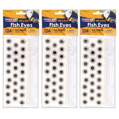 Creativity Street Fish Eyes, Holographic, Assorted Sizes, 124 Per Pack, 3 Packs (PACAC343902-3)