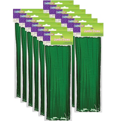 Creativity Street 12 Jumbo Stems, Dark Green, 100 Per Pack, 12 Packs (PACAC711008-12)