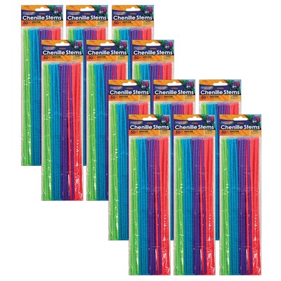 Creativity Street Spiral Stems, Assorted Colors, 50 Per Pack, 12 Packs (PACAC719001-12)