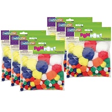 Creativity Street Pom Pons, Bright Hues, Assorted Sizes, 100 Per Pack, 6 Packs (PACAC812101-6)