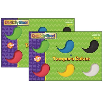 Creativity Street Tempera Cakes, Assorted Colors, 6 Per Set, 2 Sets (PACAC9833-2)