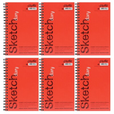 uCreate 6 x 9.5 Spiral Bound Sketch Book, 70 Sheets/Book, 6/Bundle (PACCAR53008-6)