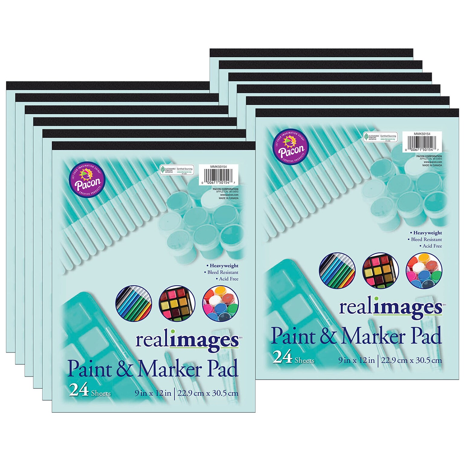 Real Images™ Paint & Marker Pad, Heavyweight, 9 x 12, White, 24 Sheets, Pack of 12 (PACMMK50154-12)