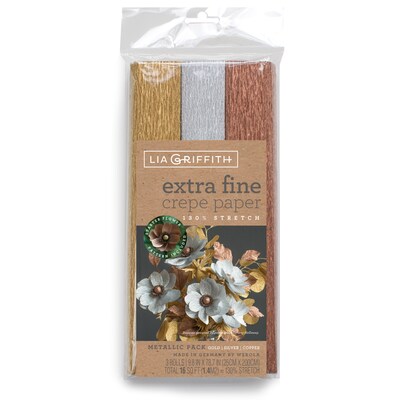 Lia Griffith™ Extra Fine Crepe Paper, Metallic Assortment, 10.7 sq. ft. Per Sheet, 3 Sheets (PACPLG1