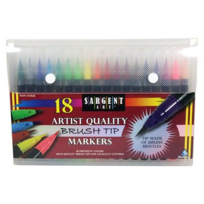 Sargent Art® Artist Brush Tip Markers, Assorted Colors, Pack of 18, (SAR221585)