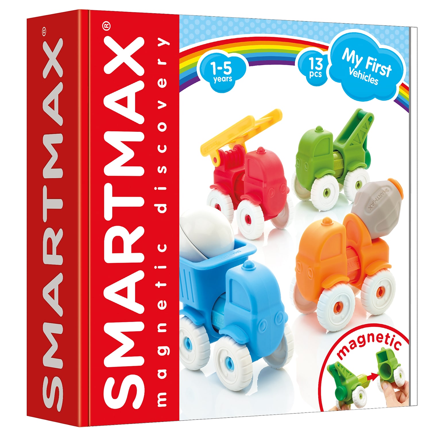 SmartMax Magnetic Discovery My First Vehicles, 13 Pieces, Assorted Colors, Ages 1-5 (SG-SMX226US)