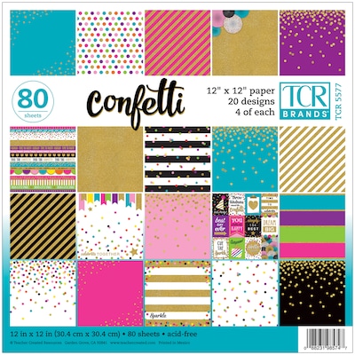 Teacher Created Resources Confetti Project Paper, 12 x 12, Assorted Colors, 80 Sheets (TCR5577)