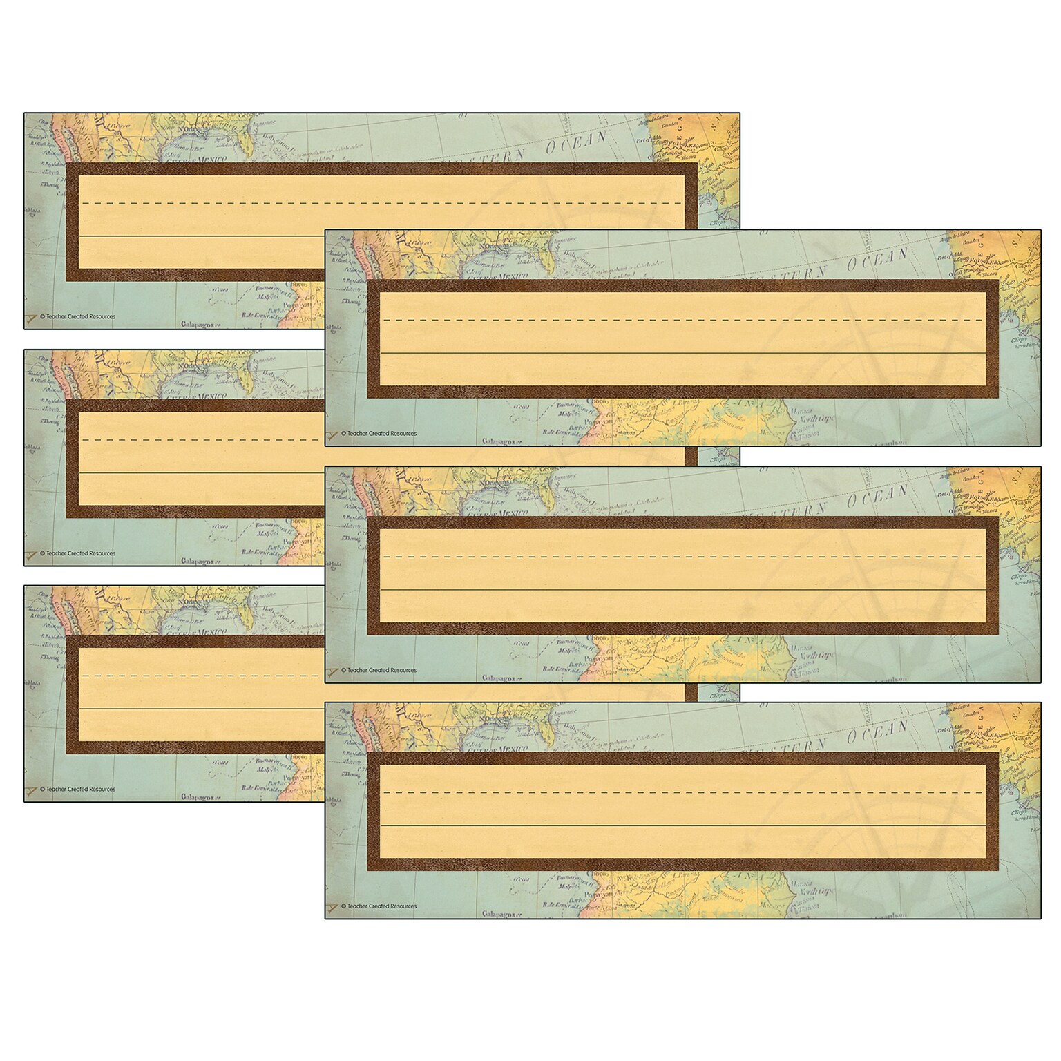 Teacher Created Resources Travel the Map Flat Name Plates, 11.5 x 3.5, 36 Per Pack, 6 Packs (TCR8571-6)