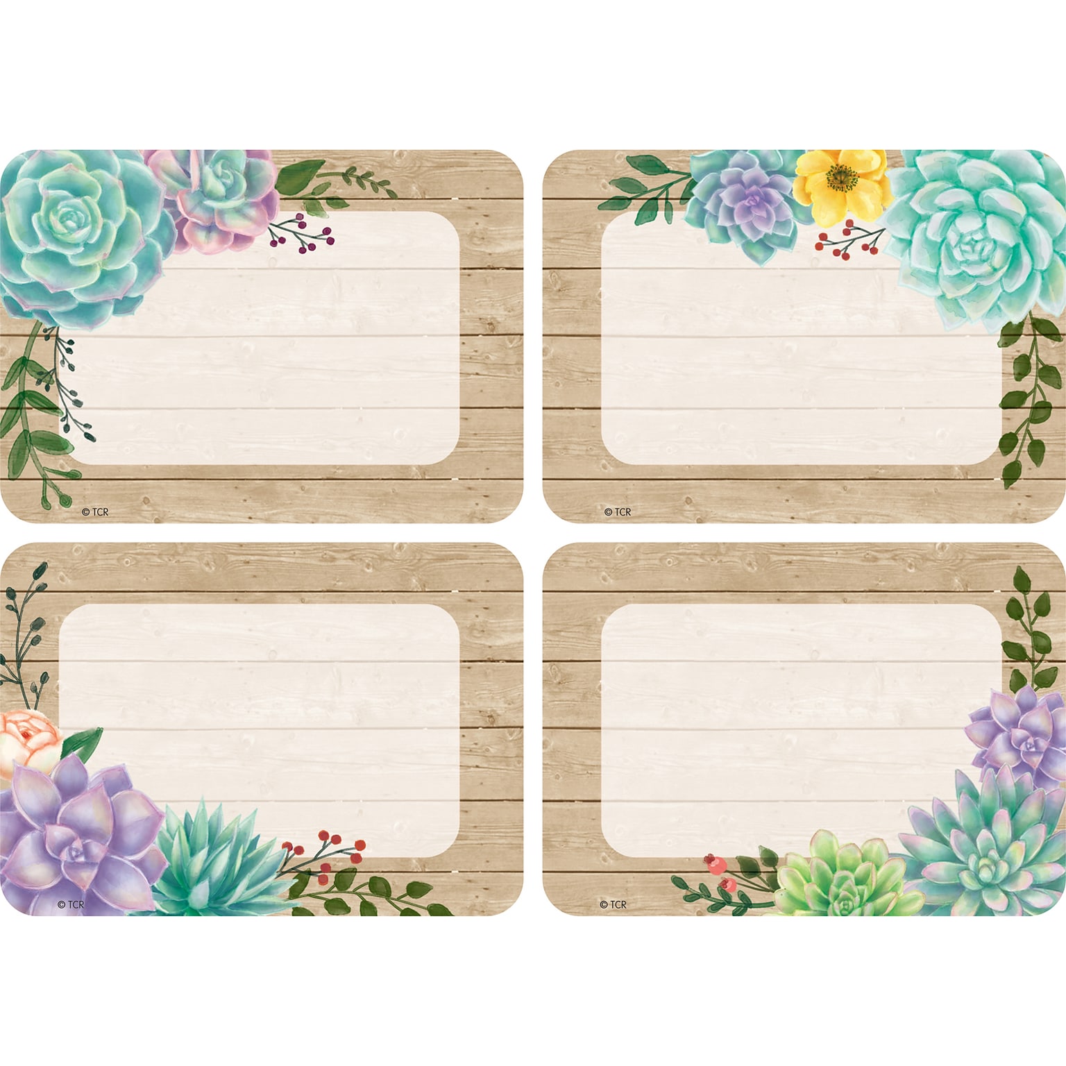Teacher Created Resources Rustic Bloom Name Tags/Labels, 3.5 x 2.5, 36 Per Pack, 6 Packs (TCR8596-6)