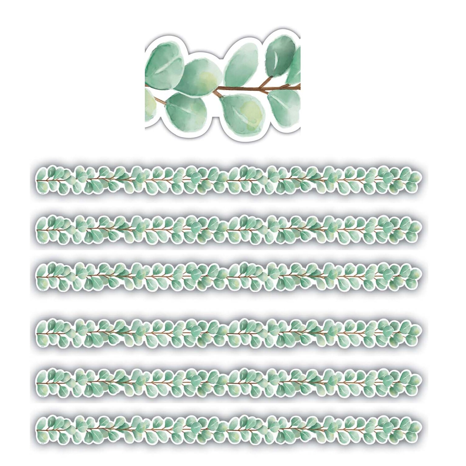 Teacher Created Resources 35 x 2-3/4 Die Cut Border Trim, Eucalyptus, 35 Feet/Pack, 6 Packs (TCR8686-6)