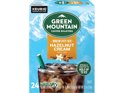 Green Mountain Brew-Over-Ice Hazelnut Cream Iced Coffee, Medium Roast, 0.40 oz. Keurig® K-Cup® Pods,