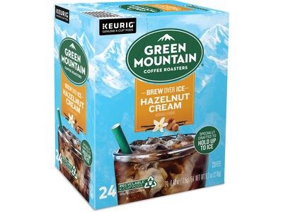 Green Mountain Brew-Over-Ice Hazelnut Cream Iced Coffee, Medium Roast, 0.40 oz. Keurig® K-Cup® Pods,